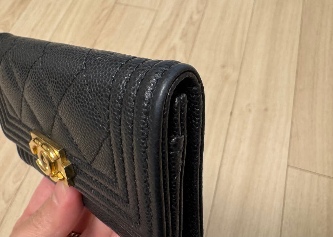 샤넬 보이 똑딱이 카드지갑 캐비어 블랙금장 30번대 상품이미지6