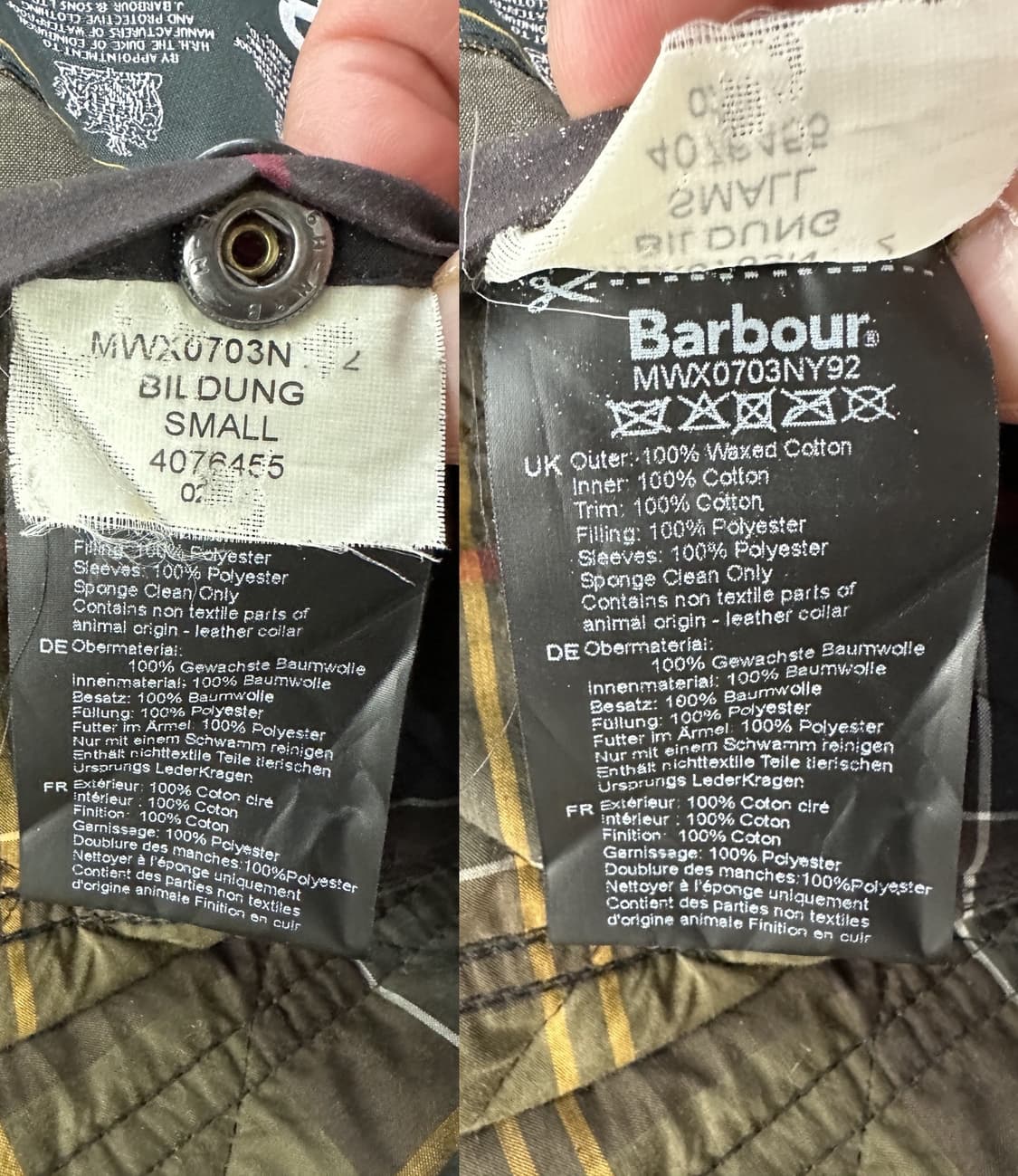 바버 네이비 왁스 퀼팅 자켓 여성 S 상품이미지10