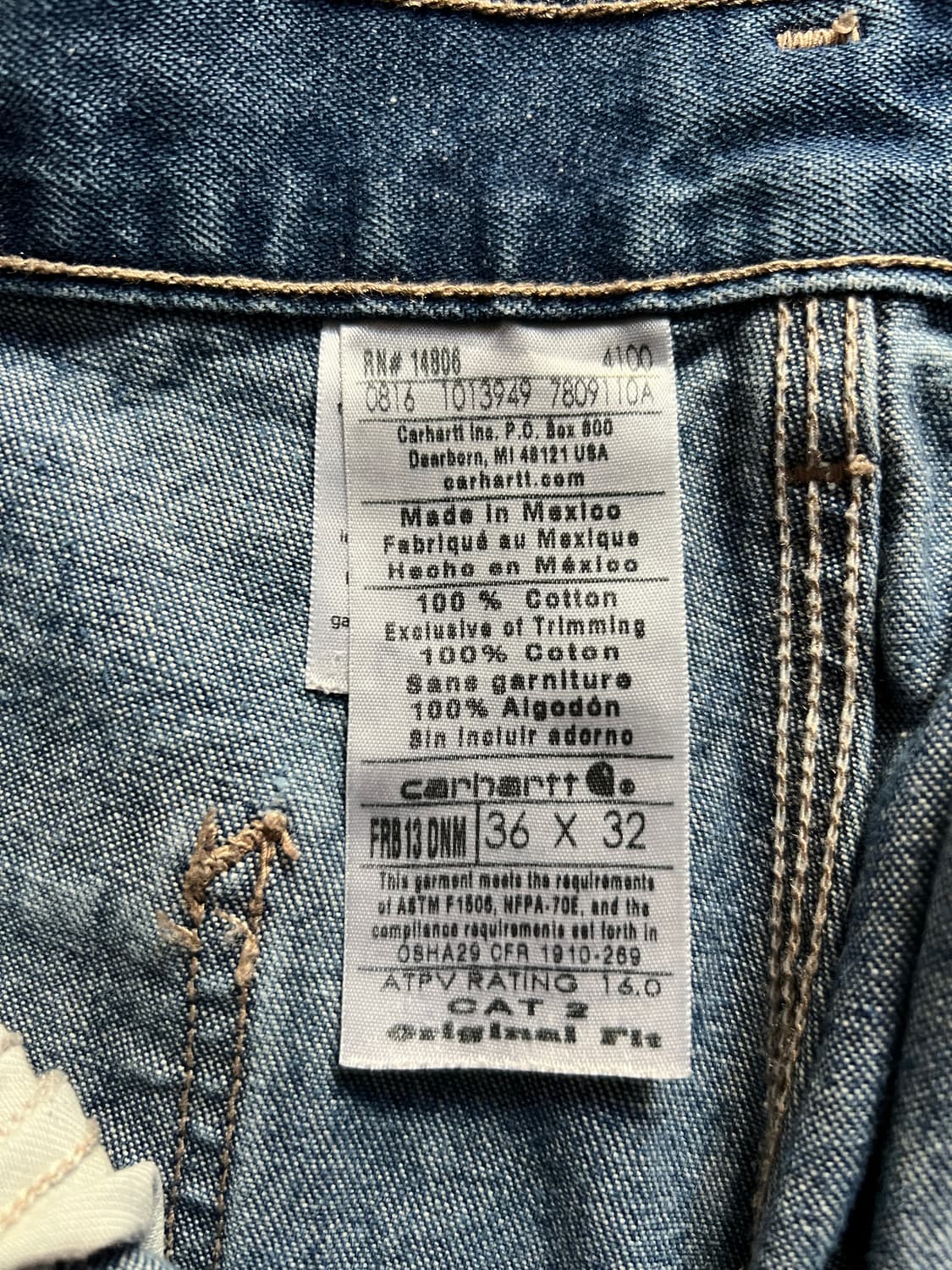 [36]칼하트FR USA 빈티지 워싱 싱글니 카펜터 워크 데님 팬츠 상품이미지9