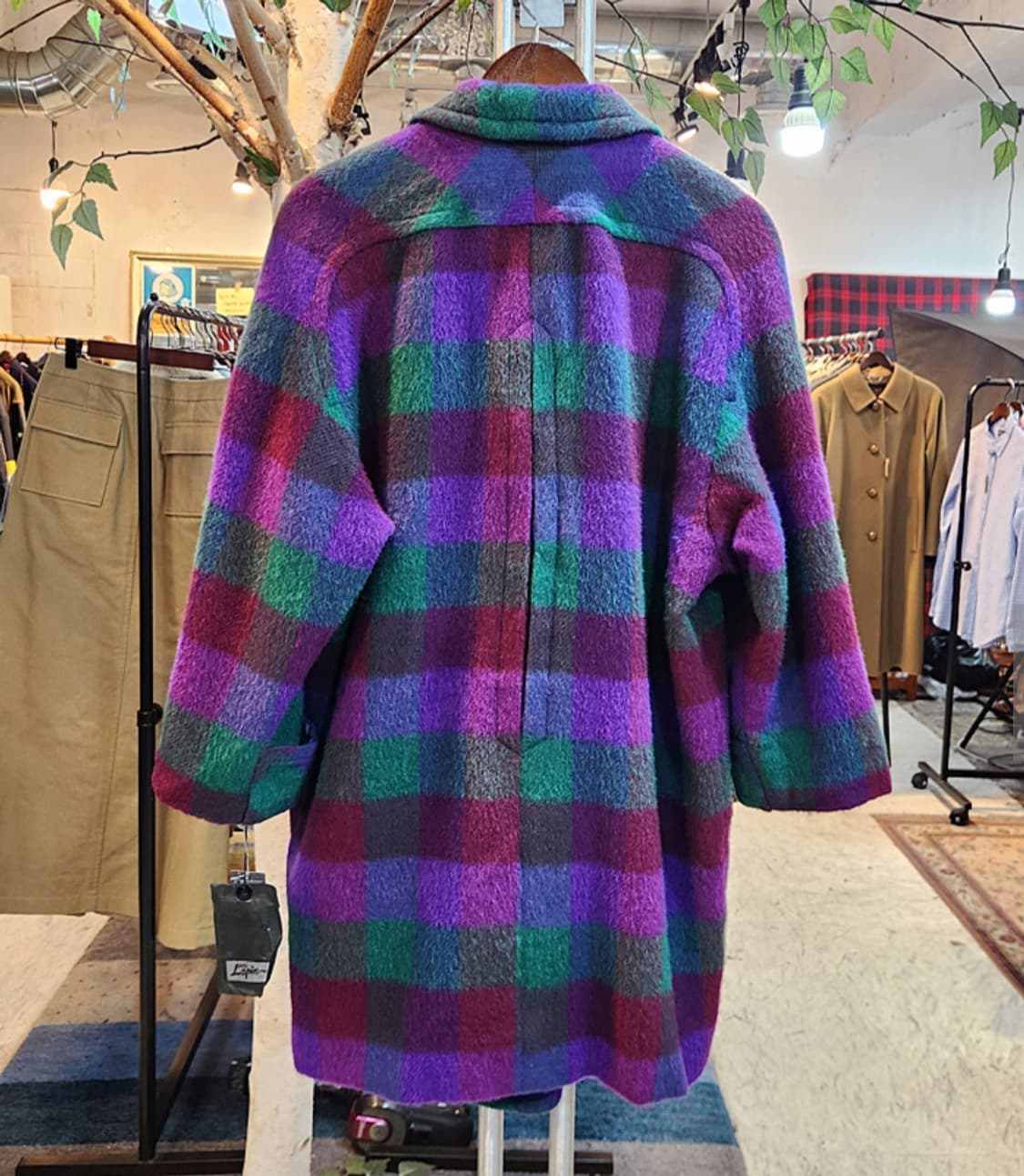 Lapin 미사용품 일본 빈티지 도톰한 모헤어 블렌드 체크 코트 상품이미지6