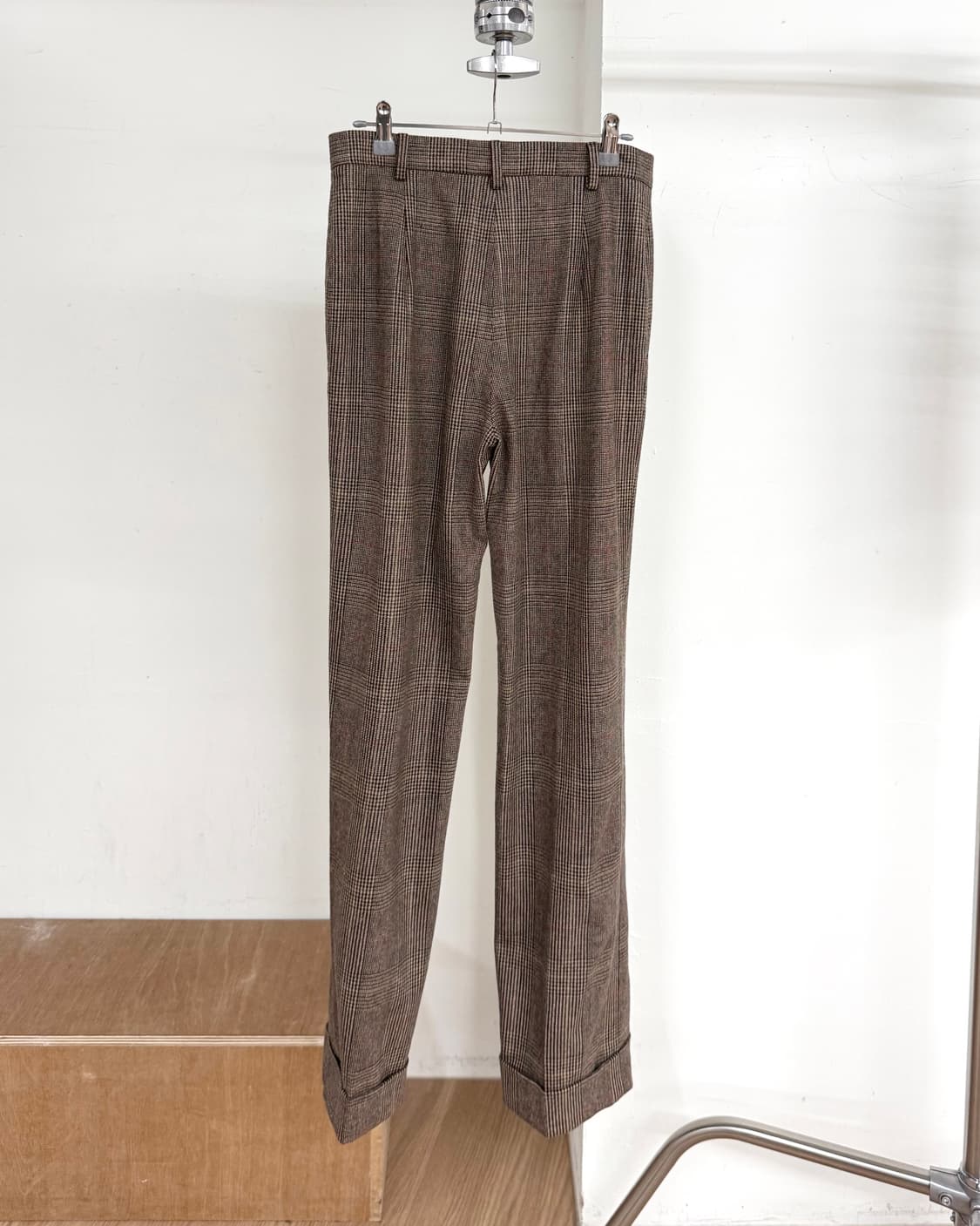 막스마라 브라운 체크 스트레이트 팬츠 상품이미지4