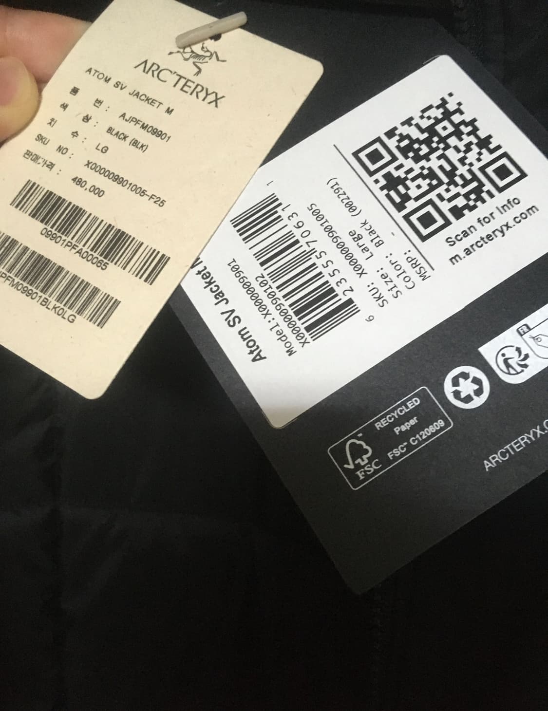 아크테릭스 FW25 아톰SV 자켓 블랙 판매합니다 상품이미지8
