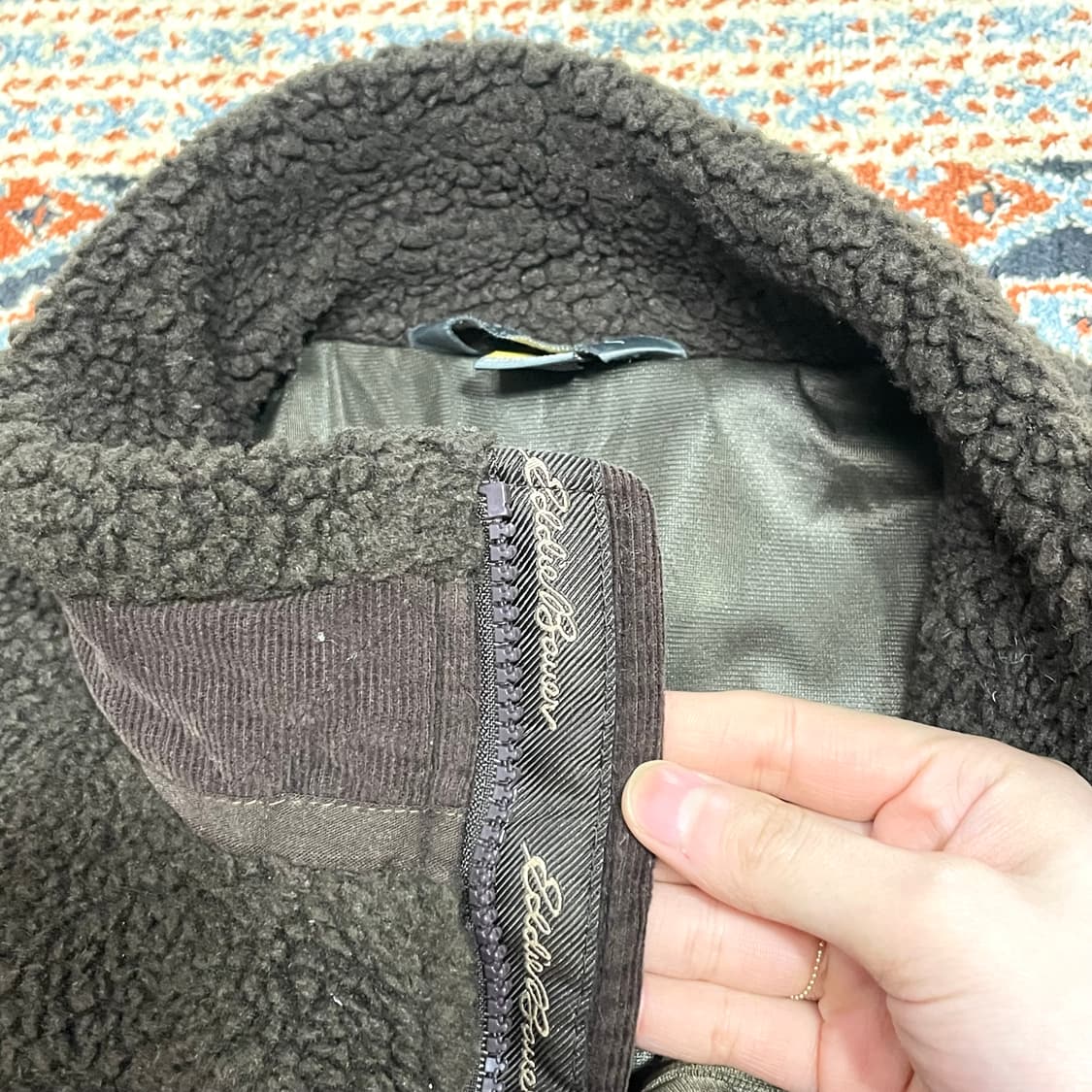 에디바우어 브라운 롱 쉐르파 플리스 집업 자켓 여성M 상품이미지5