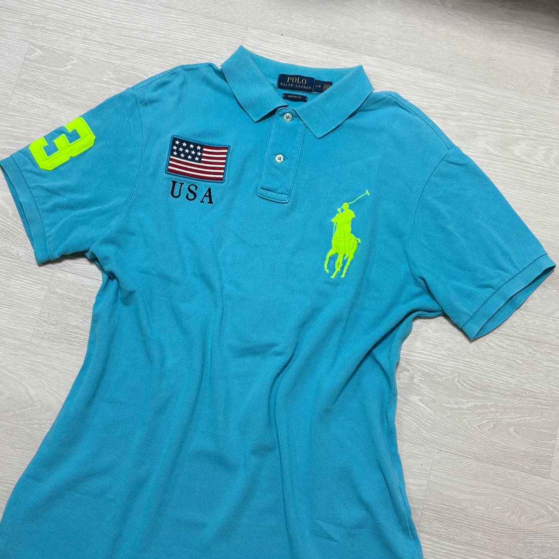 폴로 빅포니 성조기🇺🇸 치프키프 하늘 Pk 티셔츠 상품이미지1
