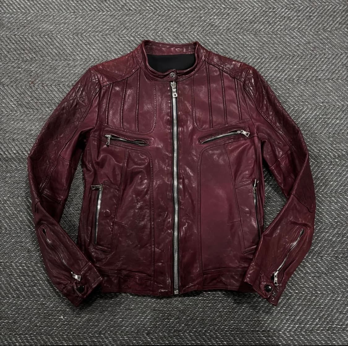 급처 이태리 슬림 크로스 베지터블 램스킨 자켓 버건디 상품이미지1