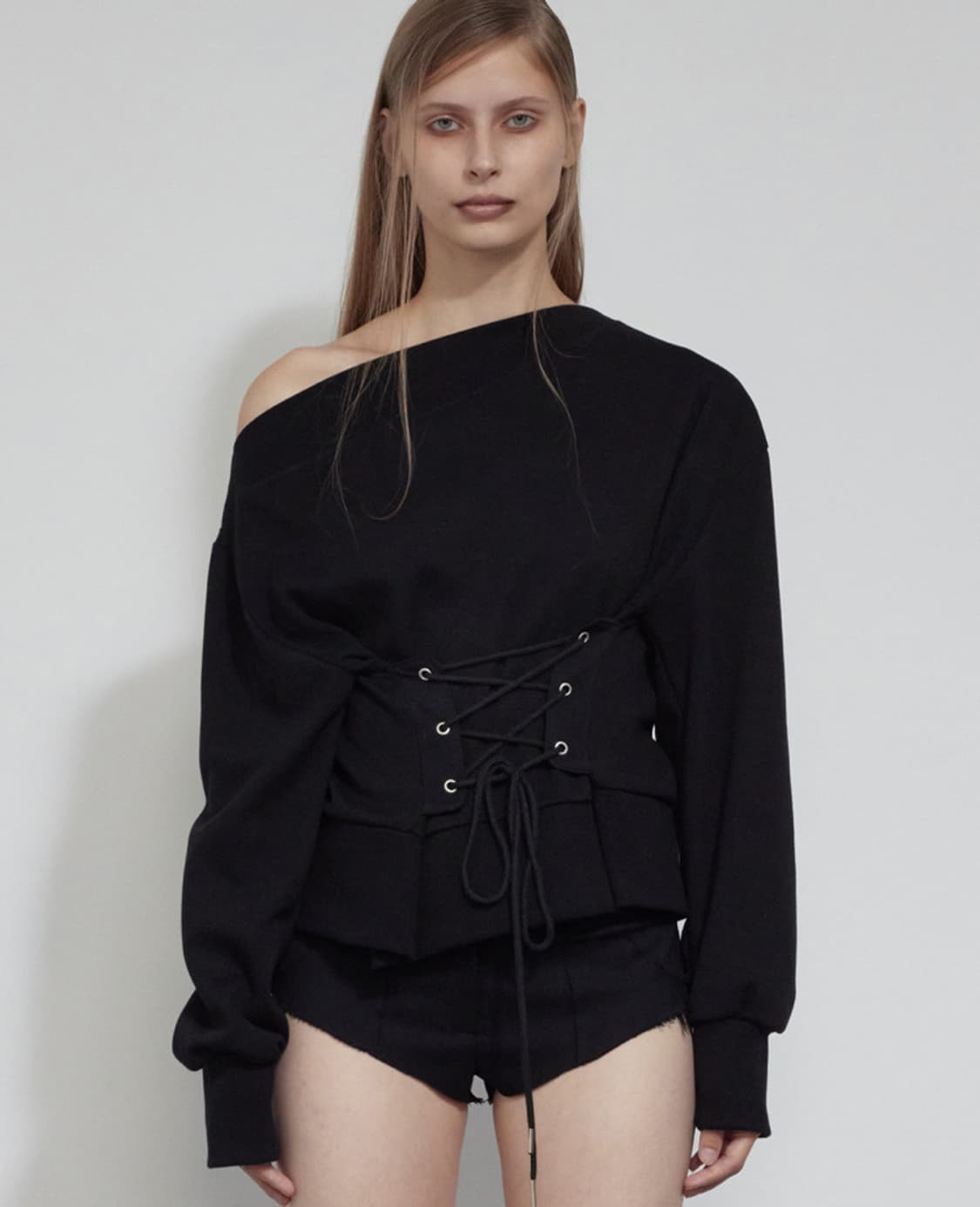 보헤미안서울 코르셋 스웻 셔츠 블랙 상품이미지1