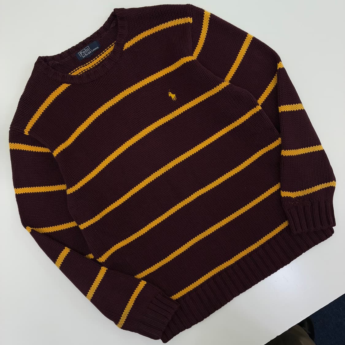 Polo  폴로 랄프로렌 자수 버건디 코튼 스트라이프니트 상품이미지2