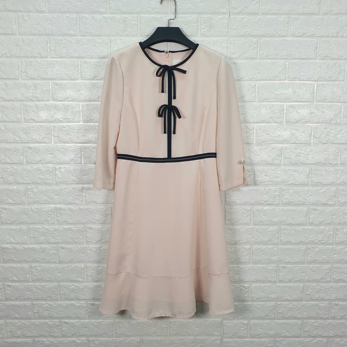 [66]라인 리본 포인트 원피스 상품이미지4