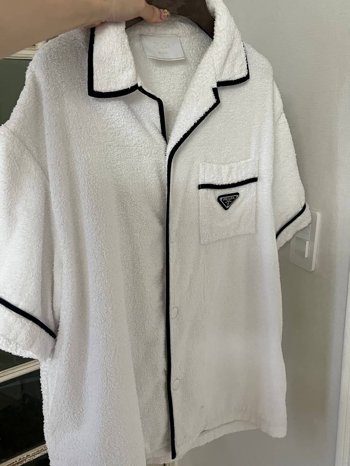 [XL] 프라다 테리 볼링 반팔 셔츠 화이트 상품이미지2