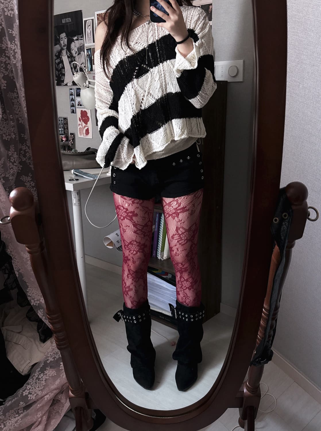 스트라이프 오프숄더 니트 상품이미지1