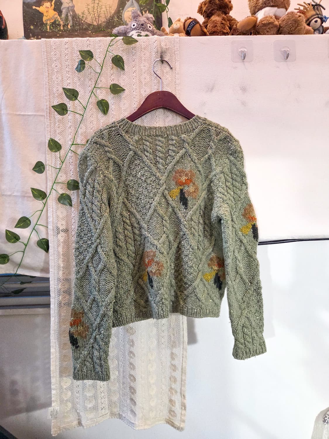 그리너리 패턴 크롭 니트 상품이미지4