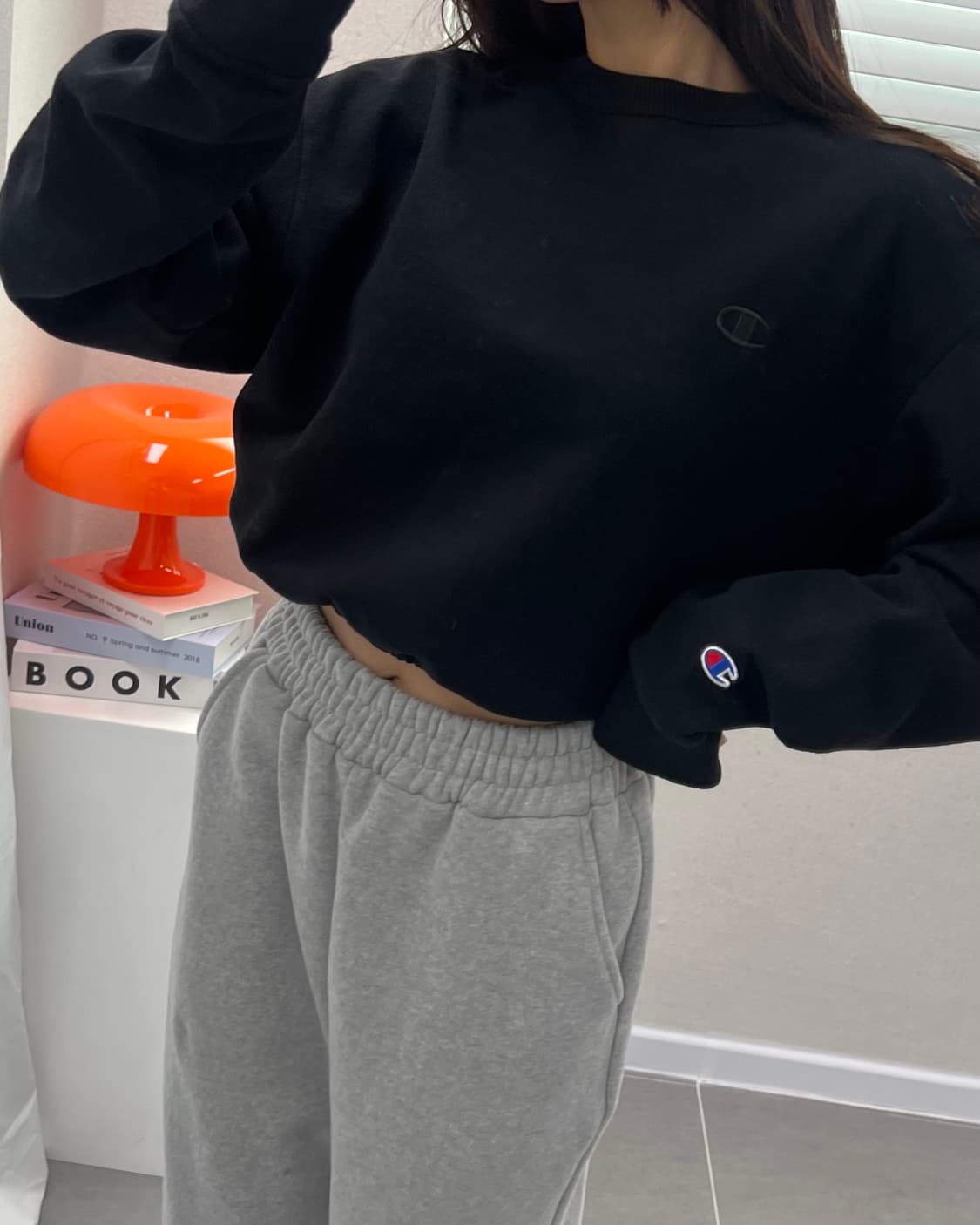 (WOMEN)챔피온 크롭 맨투맨-M1419 상품이미지5