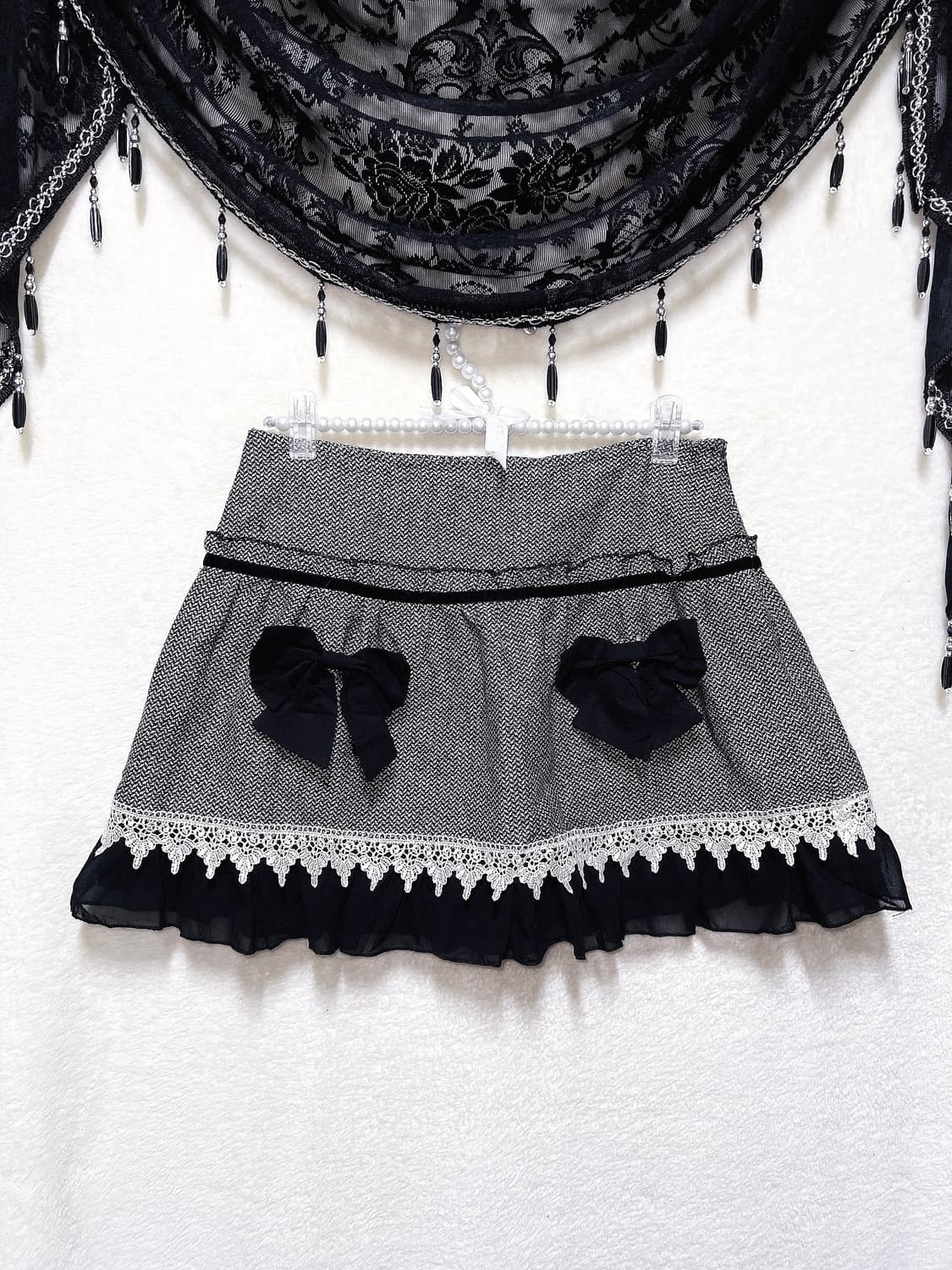 리즈리사 로맨틱고딕 갸루 로걀 고스로리타 글리터 레이스 리본 스커트 치마 상품이미지3