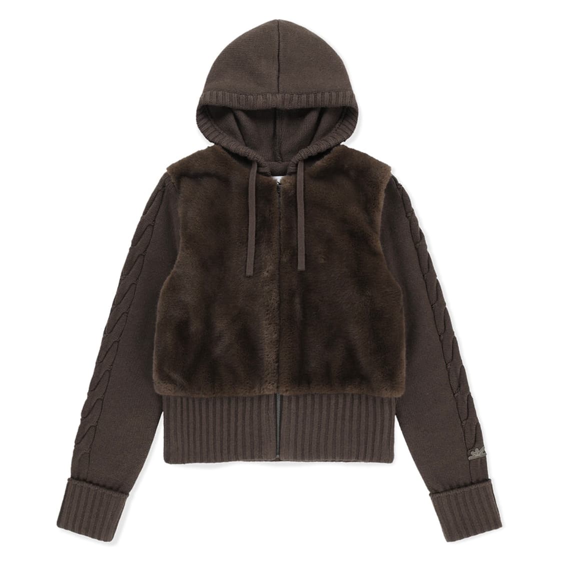 썬러브 W Faux Fur Knit Zip Jacket Brown 상품이미지1