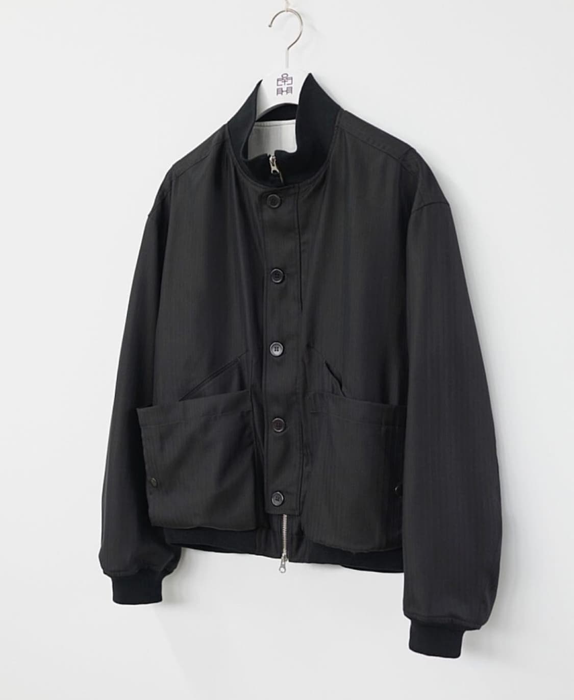 [3] 폴리테루 울 실크 탱커 자켓 차콜 브라운 상품이미지1