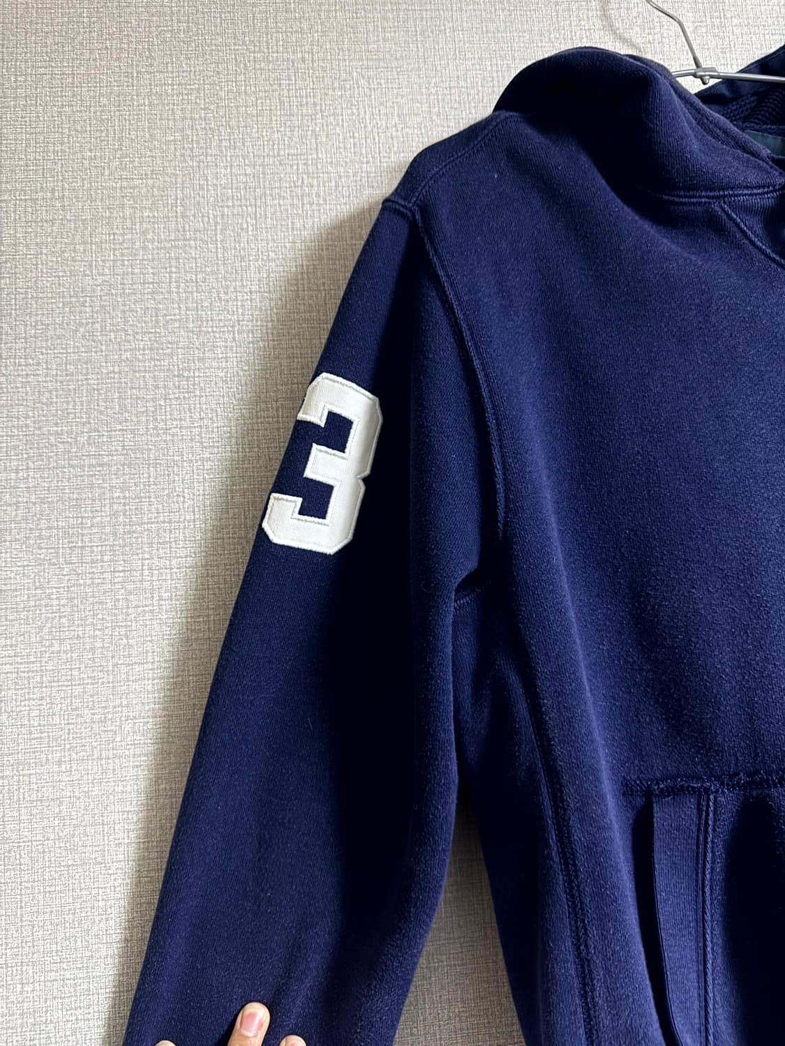 대장급 폴로 랄프로렌 00s 빅포니로고 네이비 써멀 후드티 상품이미지3