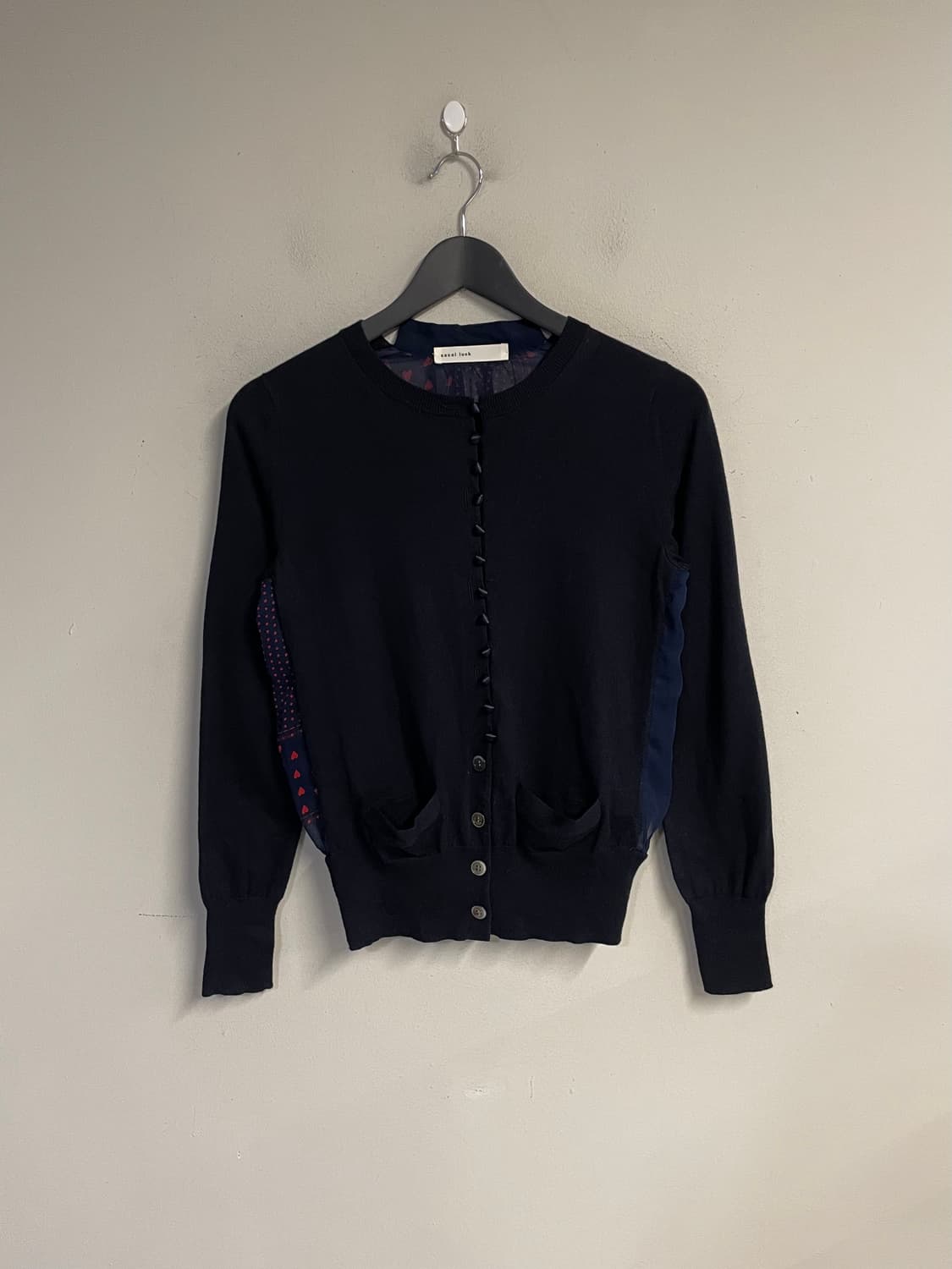 SACAI LUCK back heart cardigan navy 상품이미지1