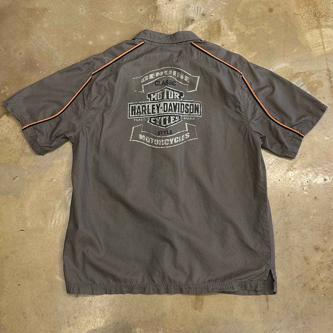 L 할리데이비슨 빅로고 오렌지 파이핑 반팔 셔츠 상품이미지3