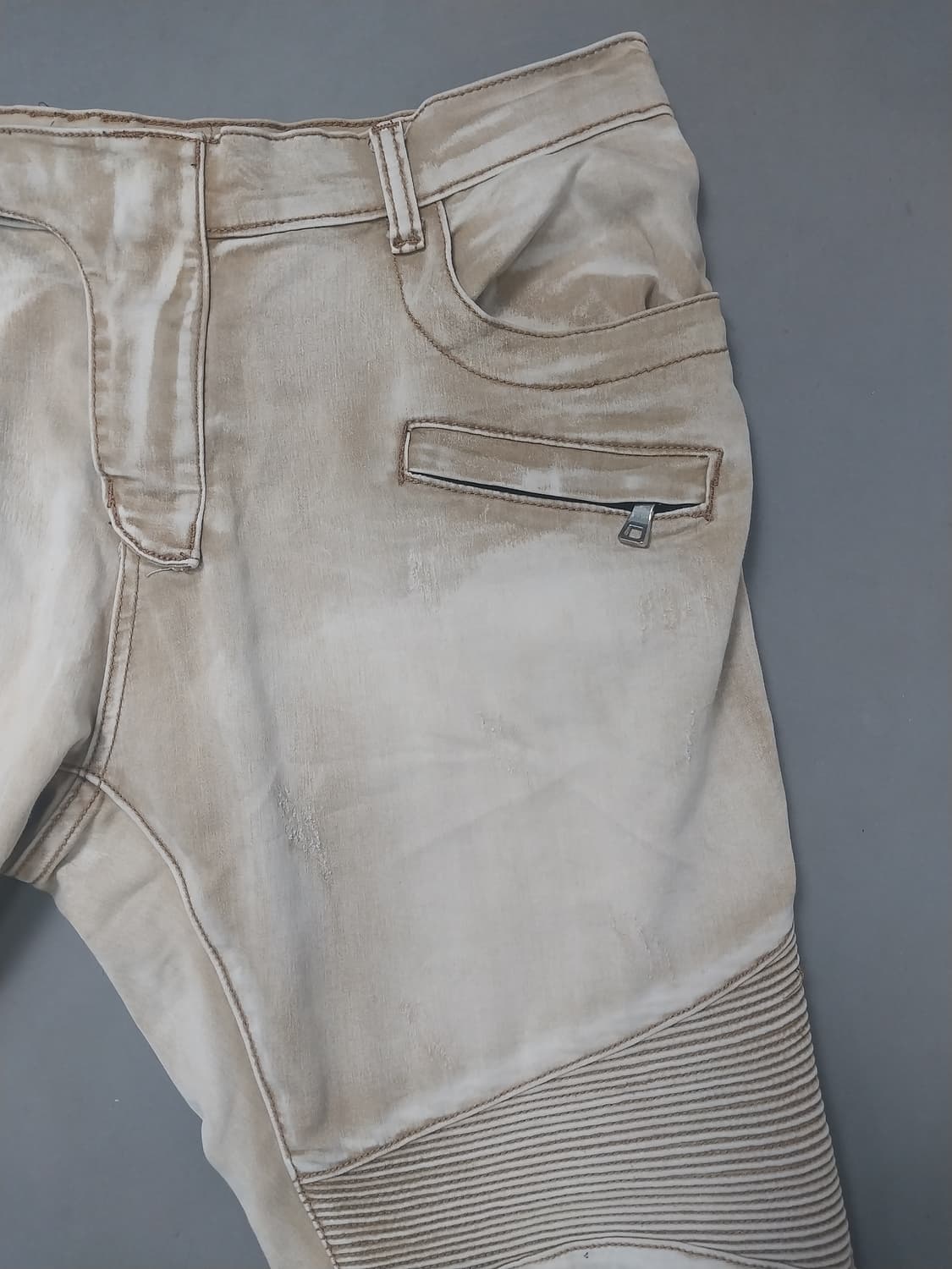 [36] 발망 워싱 베이지 바이커 치노 팬츠 상품이미지4