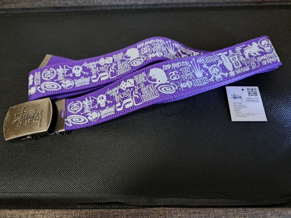 08년도 텐진 챕터구매 스투시 올오버 로고 웹 벨트 퍼플 상품이미지3