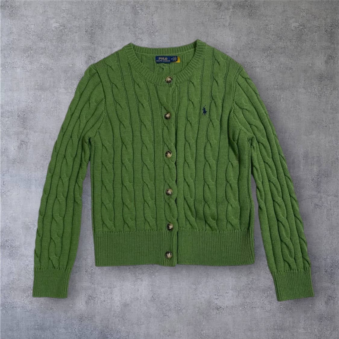 폴로 랄프로렌 그린 케이블 크루넥 니트 가디건 M 상품이미지1