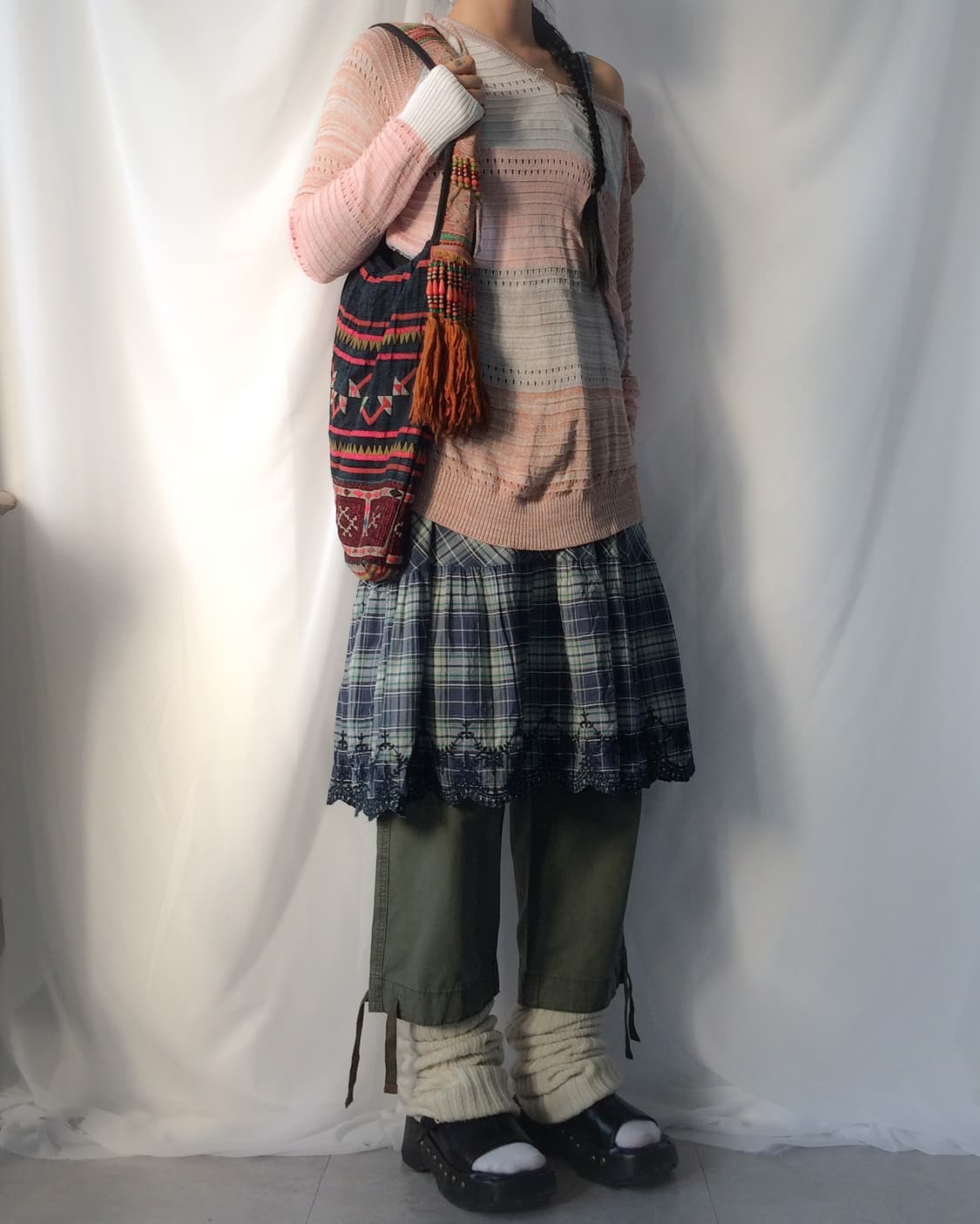 Mixed pattern point crochet hood knit 상품이미지6
