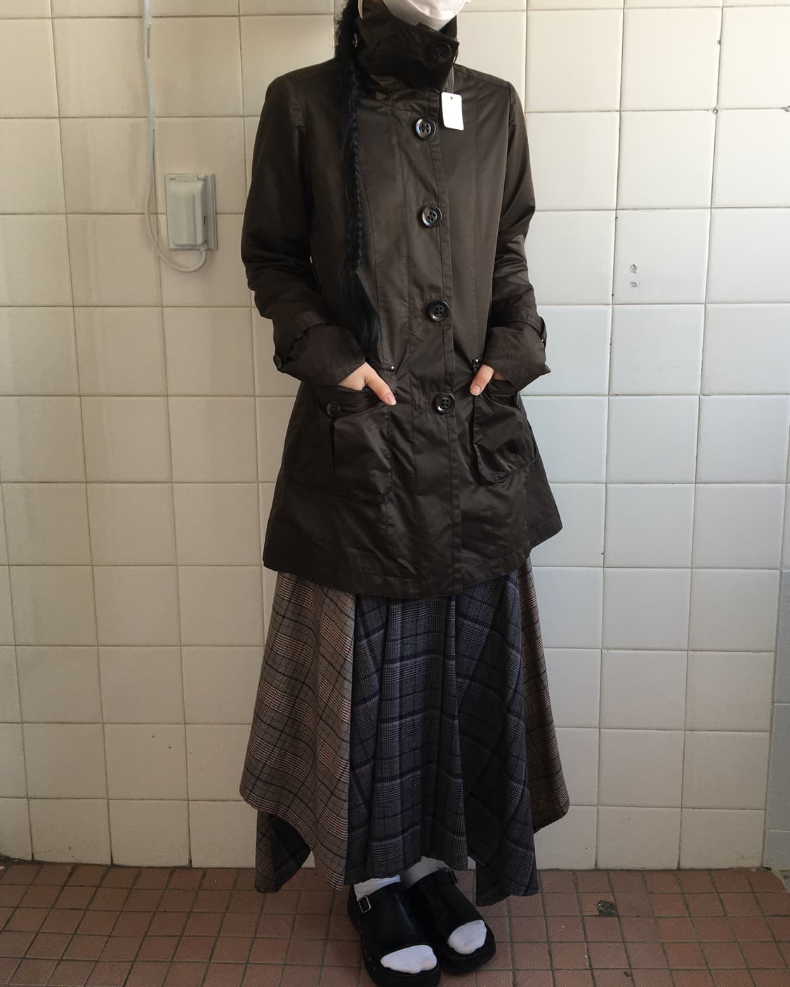 Belted glossy high neck jacket 상품이미지8