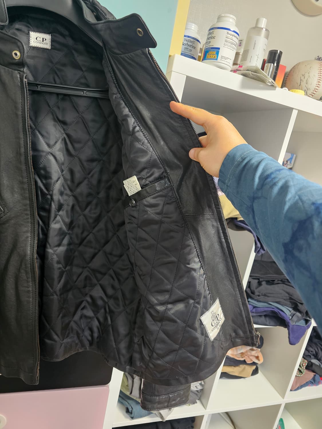 정품 CP Company 고글 후드 가죽 퀄팅 자켓  패딩 패디드 상품이미지7