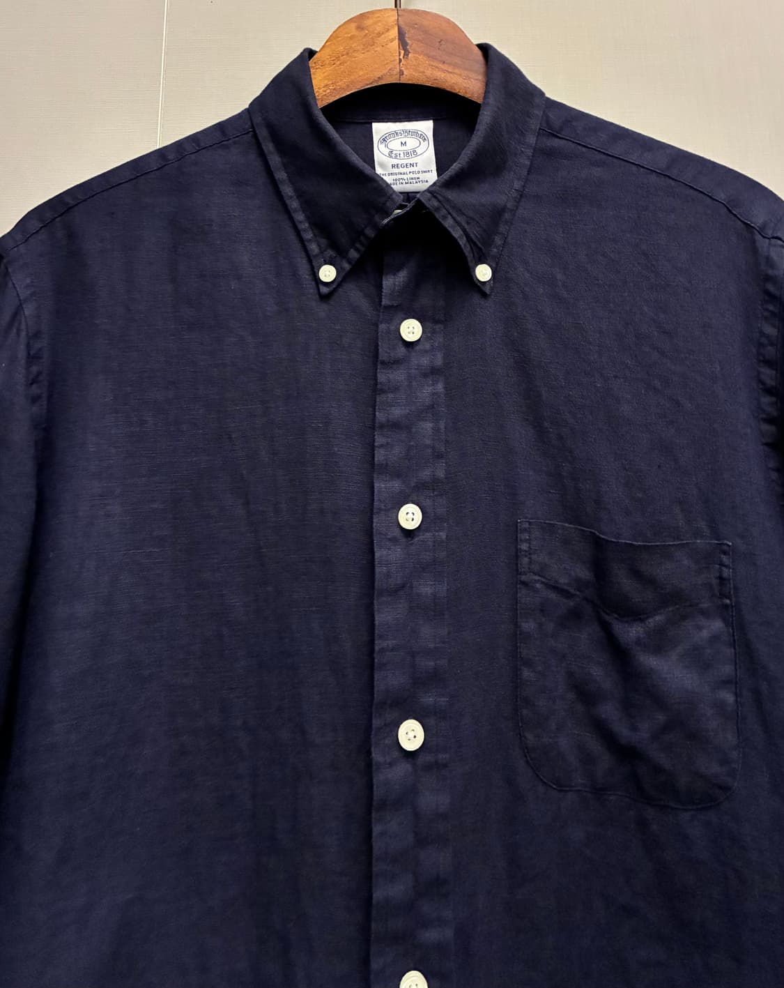 (M/100)브룩스브라더스 리젠트 네이비 버튼다운 포켓 리넨셔츠 상품이미지3
