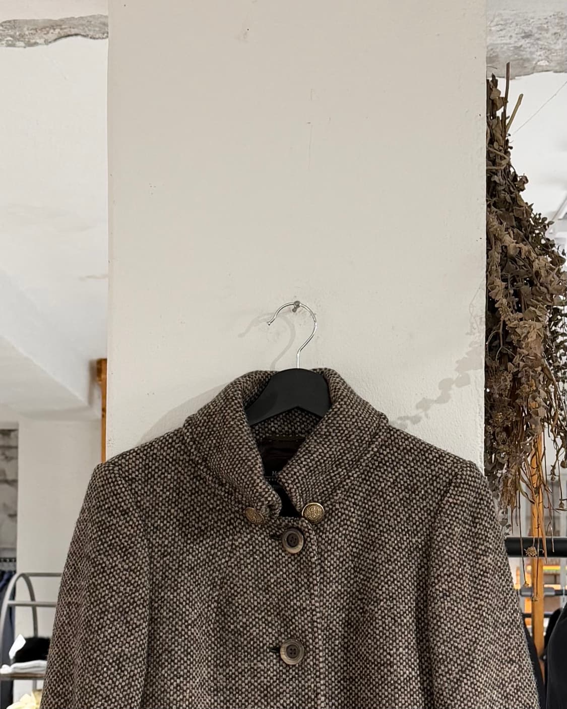 막스마라 위켄드 브라운 트위드 골드버튼 코트 상품이미지4