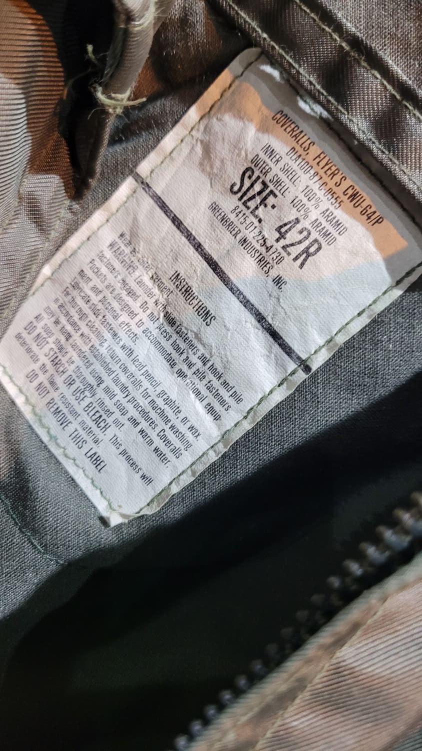 미 공군 cwu-64/p 노멕스 커버롤 상품이미지5