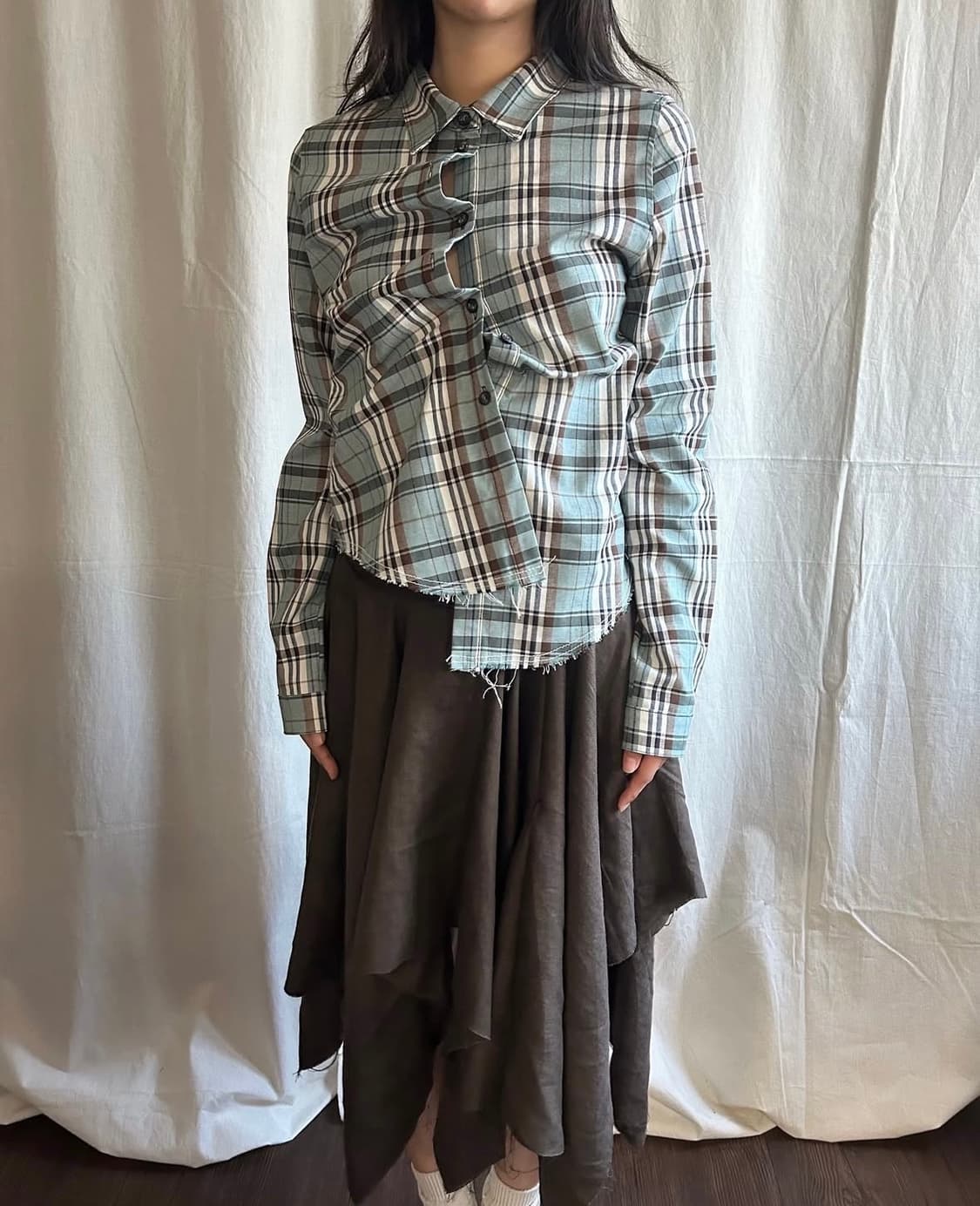 동은 dongeun mint check shirt 상품이미지1