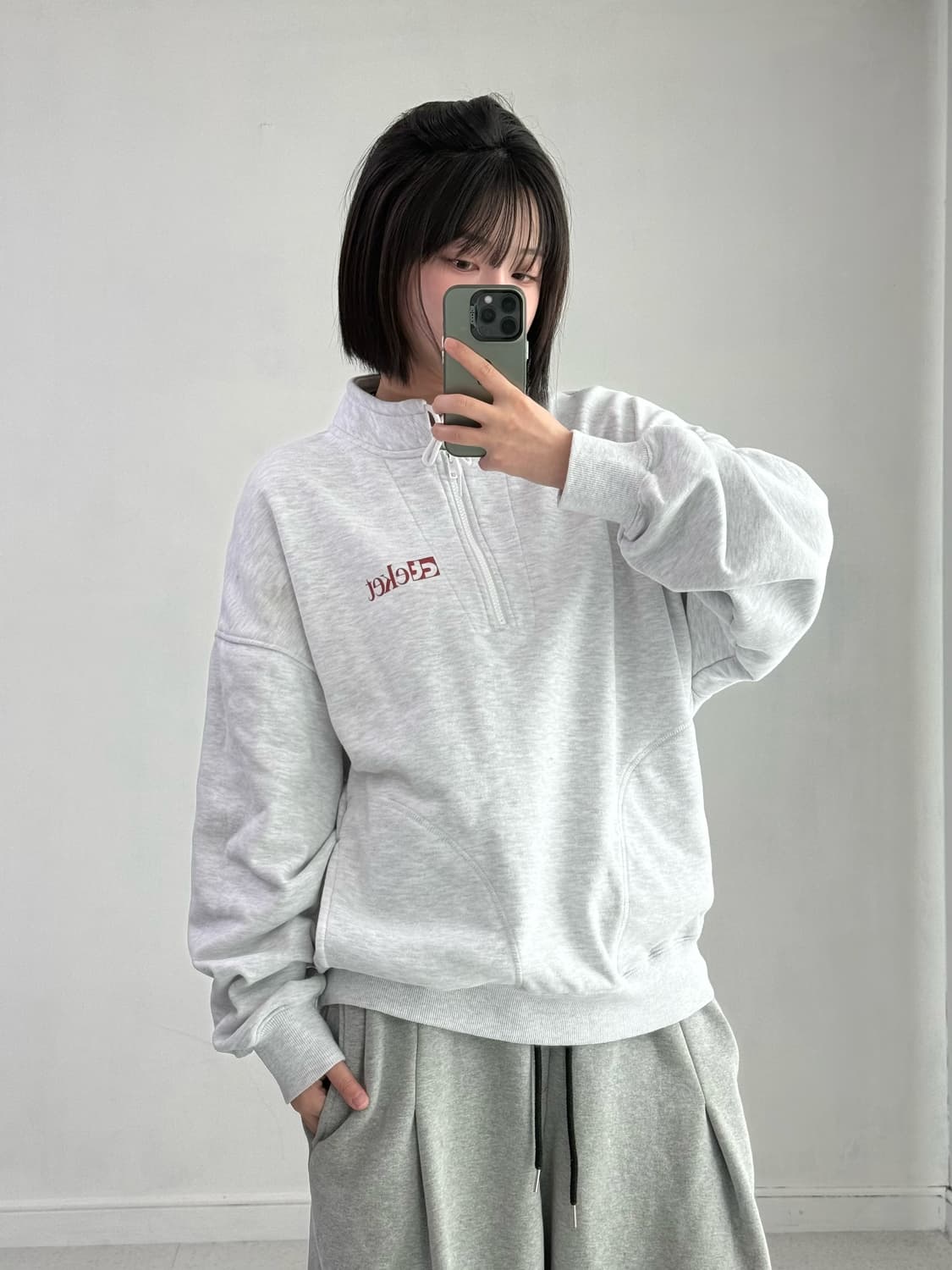 테켓 멜란지 코튼 반집업 상품이미지1