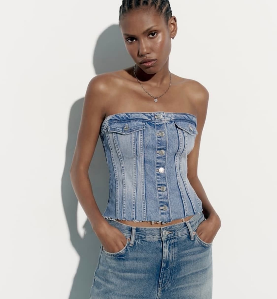 자라 데님 코르셋 탑 xs 상품이미지2