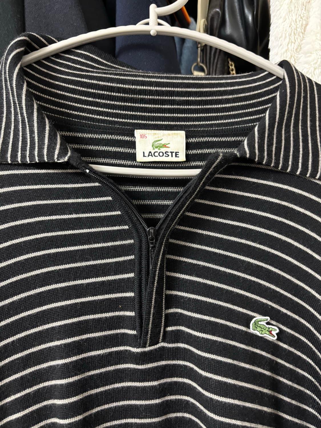 라코스테 스트라이프 반집업 티셔츠 상품이미지3