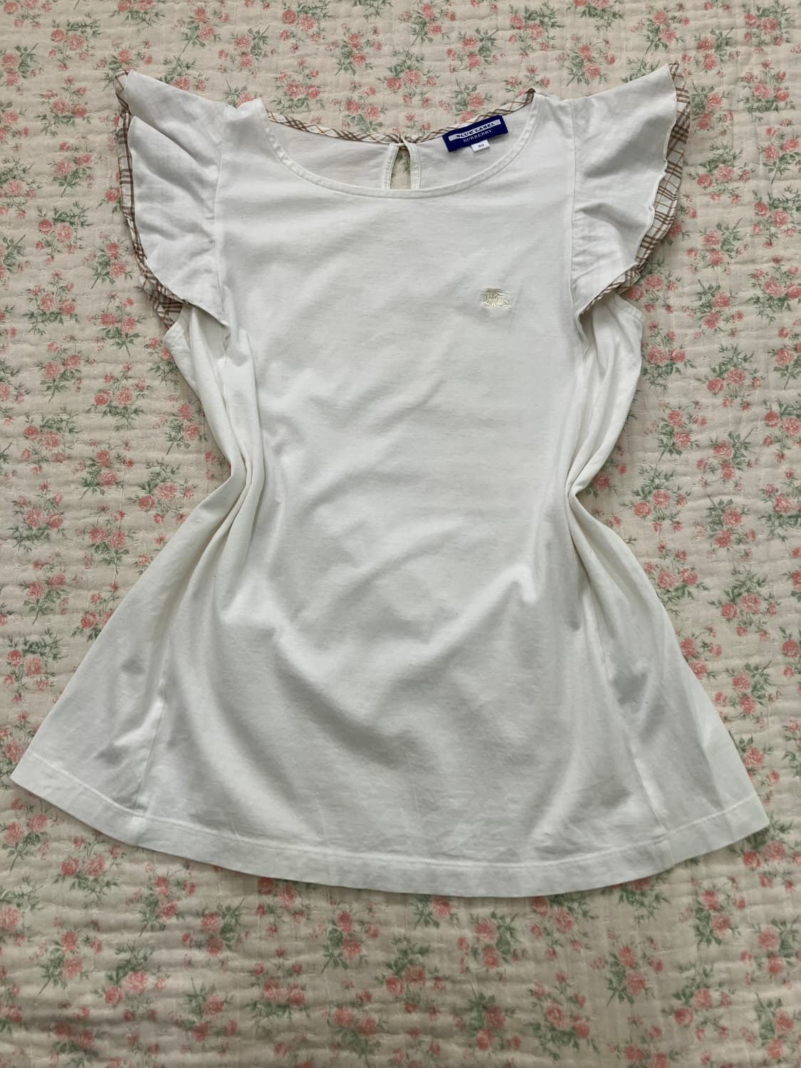 버버리 블루라벨 체크 레이스 블라우스 1079 모리걸 y2k 스트릿 갸루 상품이미지1