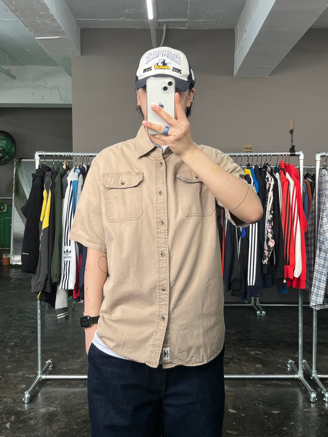 랭글러 코튼 워크 반팔 셔츠 상품이미지1