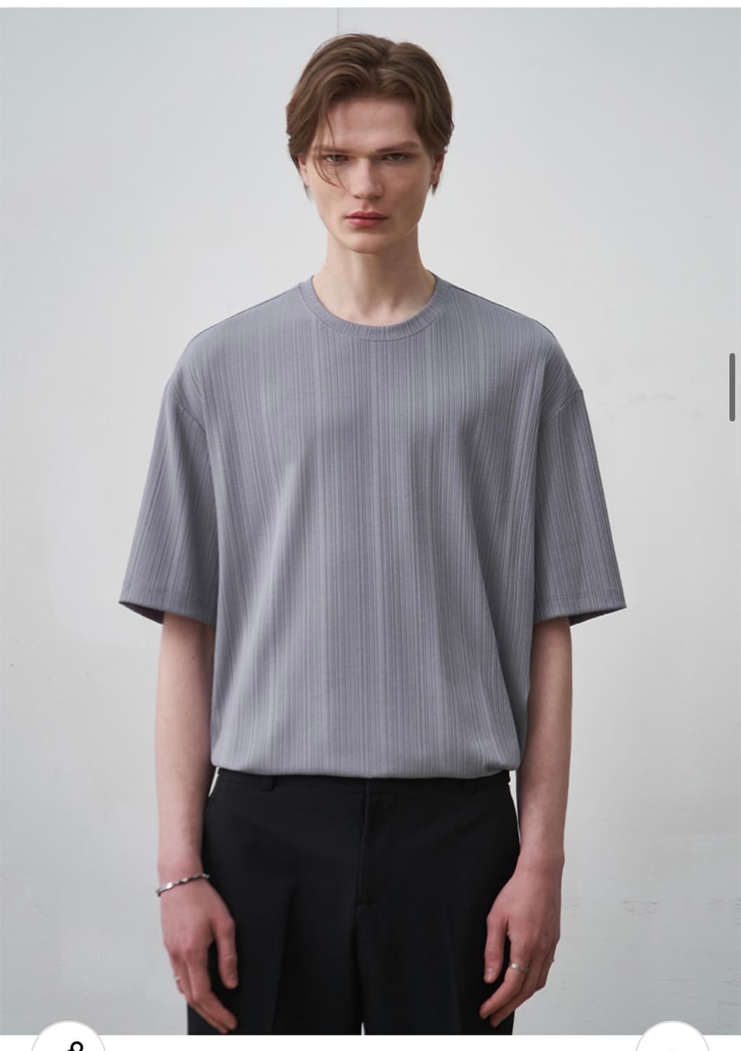 (새상품)(L) 드로우핏 포멀릭 리브드 티셔츠 [BLUEGREY] 반팔 상품이미지1