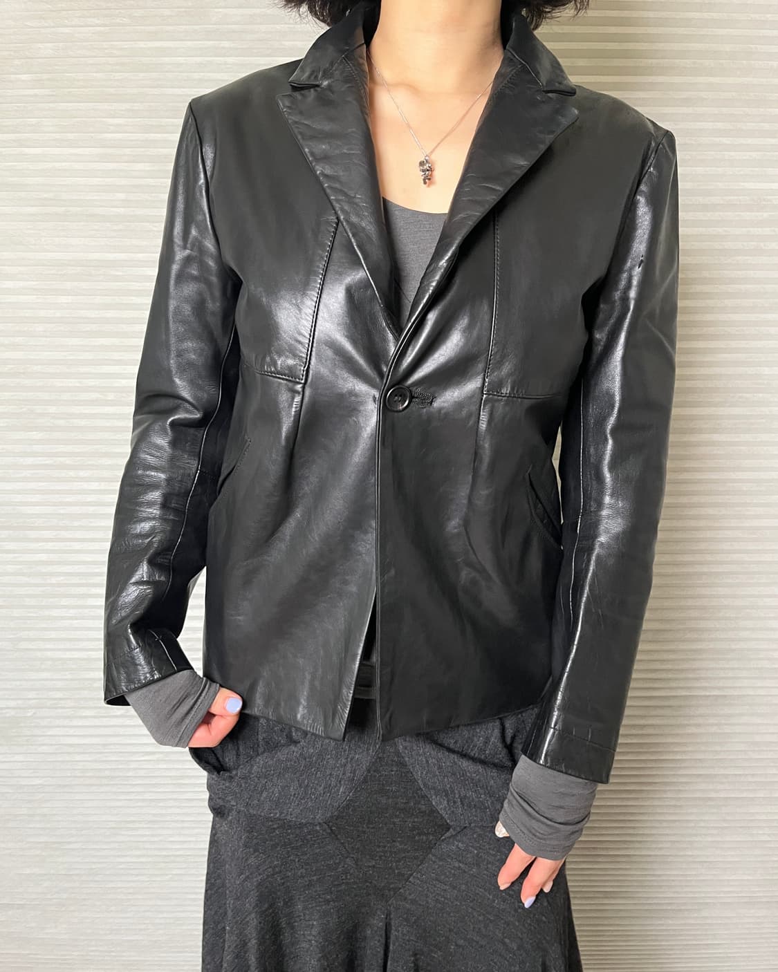 요지야마모토 큐어레더 테일러드자켓 yohji yamamoto 상품이미지7