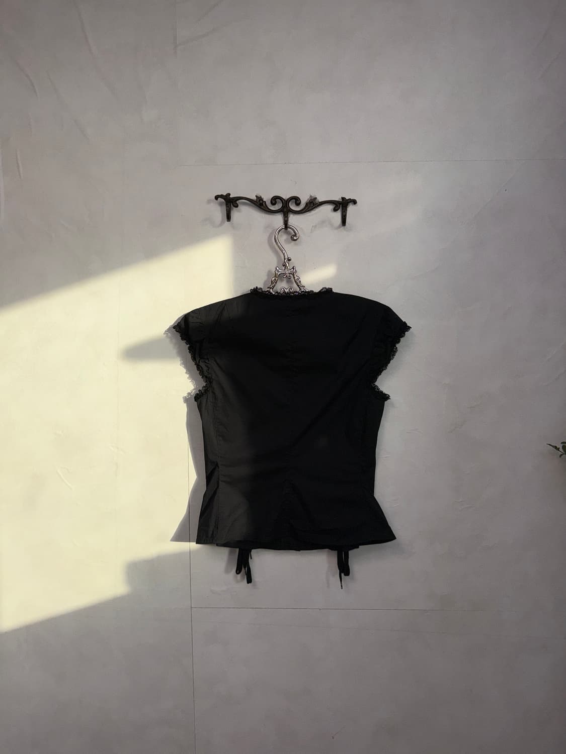 Black shirring corset laceup button bl 상품이미지4