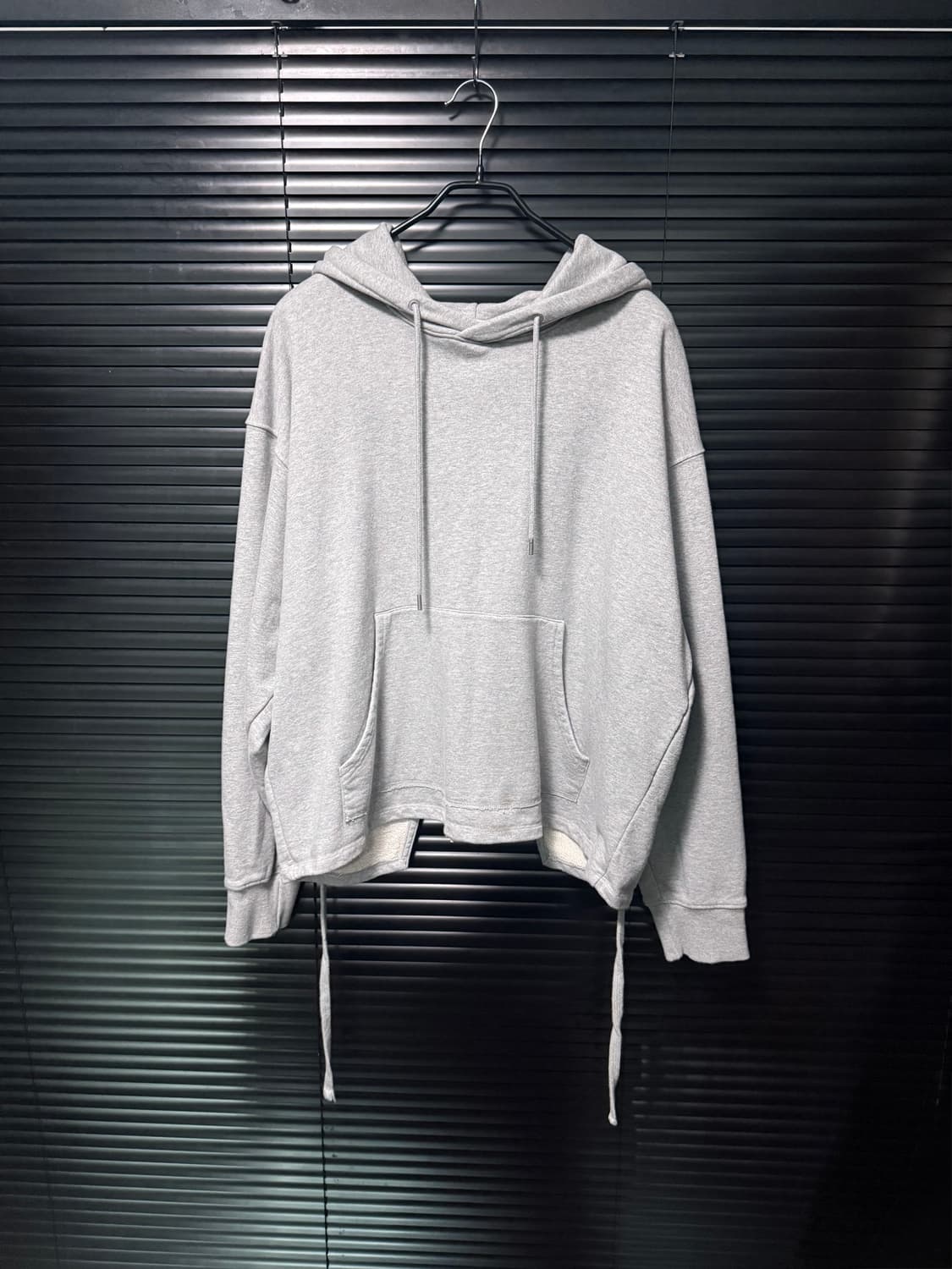 NOHANT 노앙 스웻 오버핏 후드 후디 레이어드 랩 끈 그레이 회색 S 상품이미지3