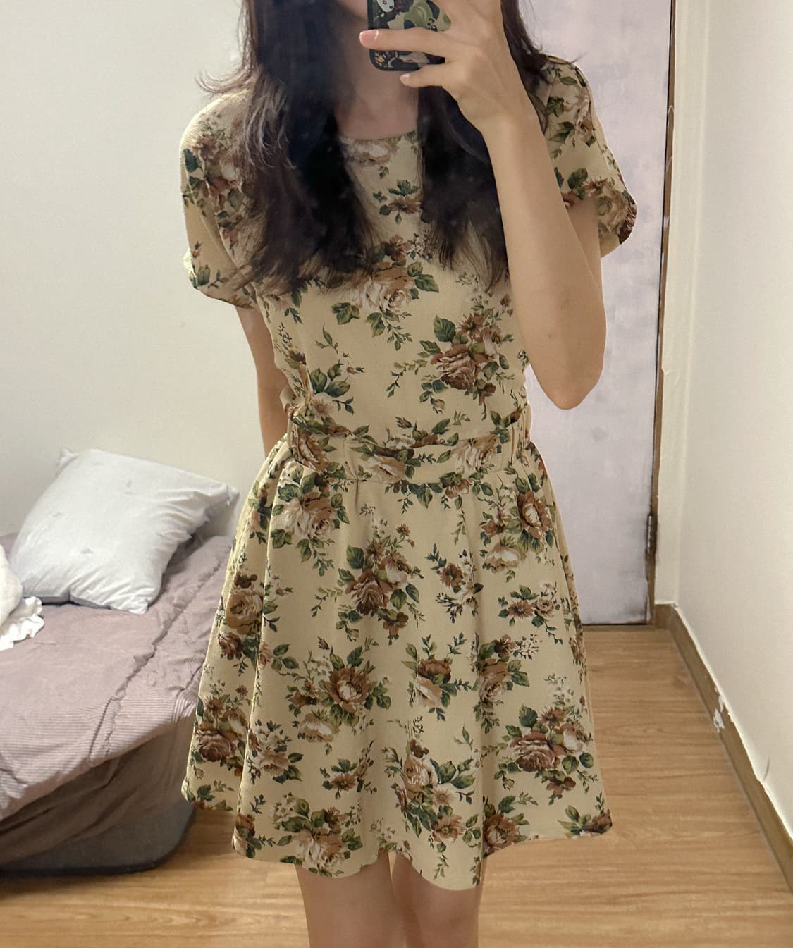 빈티지 플라워 라떼 원피스 핑크 브라운 로걀 히메갸루 짜잔씨 리즈리사 상품이미지1