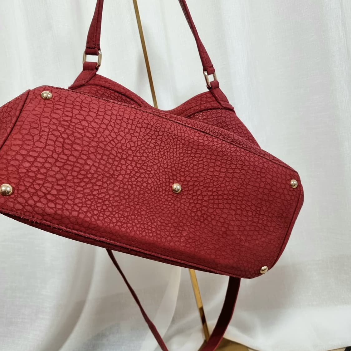 자넬라토 포스티나 스웨이드 숄더백 핸드백 가방 버건디 (M) 상태최상 상품이미지9