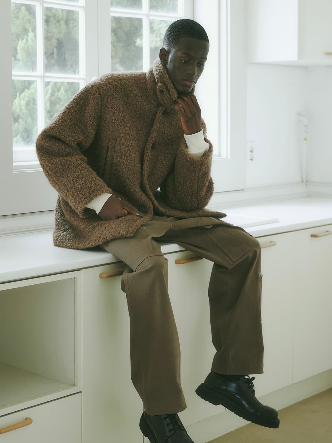 (새상품) 노이스 하프 울 코트 브라운 XL 상품이미지9