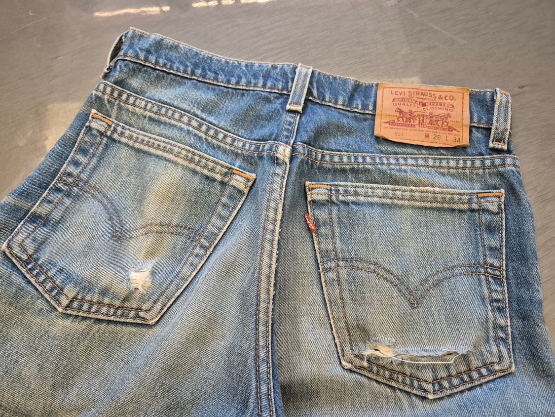 90s 리바이스 517 하드 디스트레스드 부츠컷 팬츠 상품이미지4