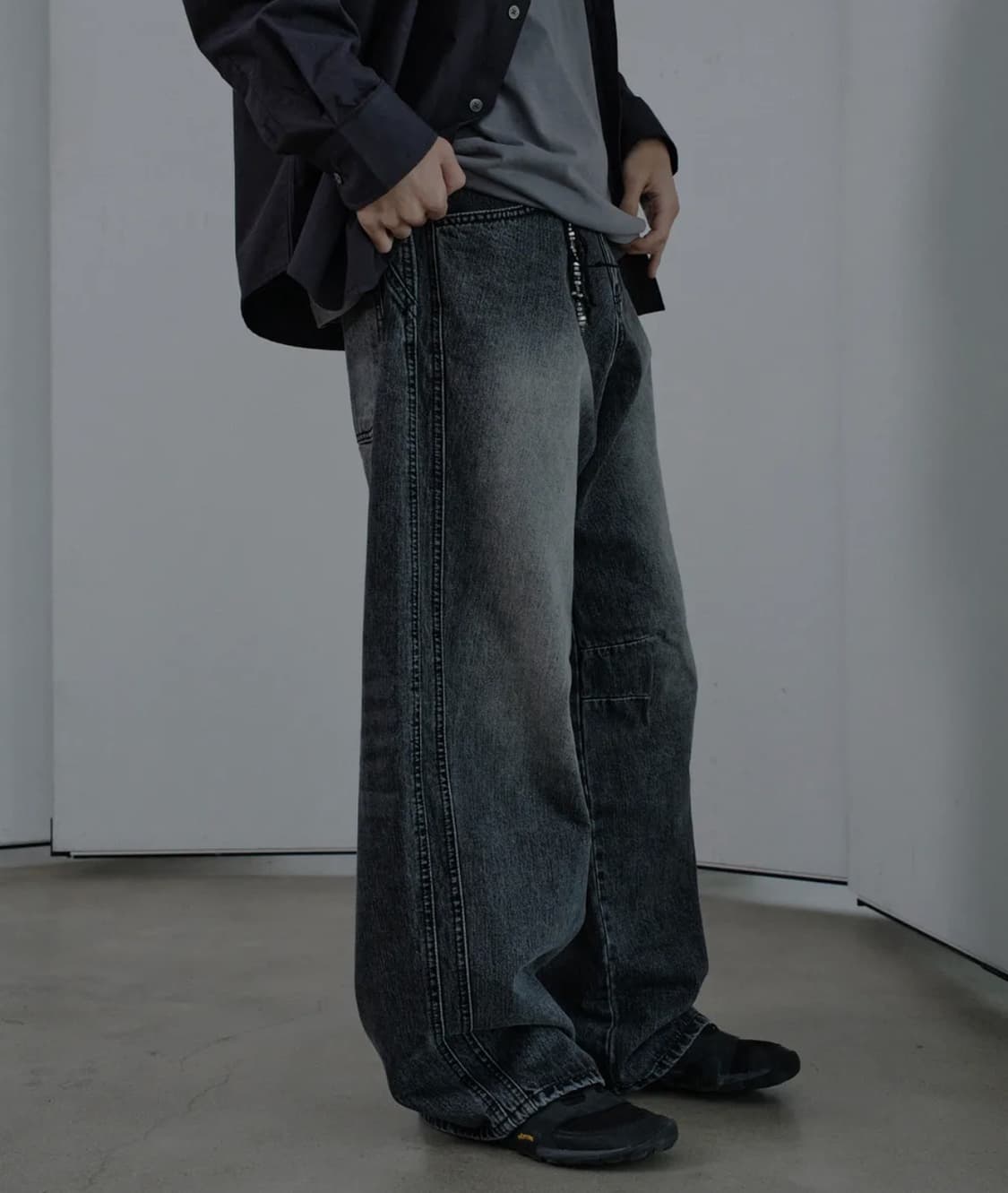 다이브인 와이드 커브드 데님 팬츠 상품이미지3