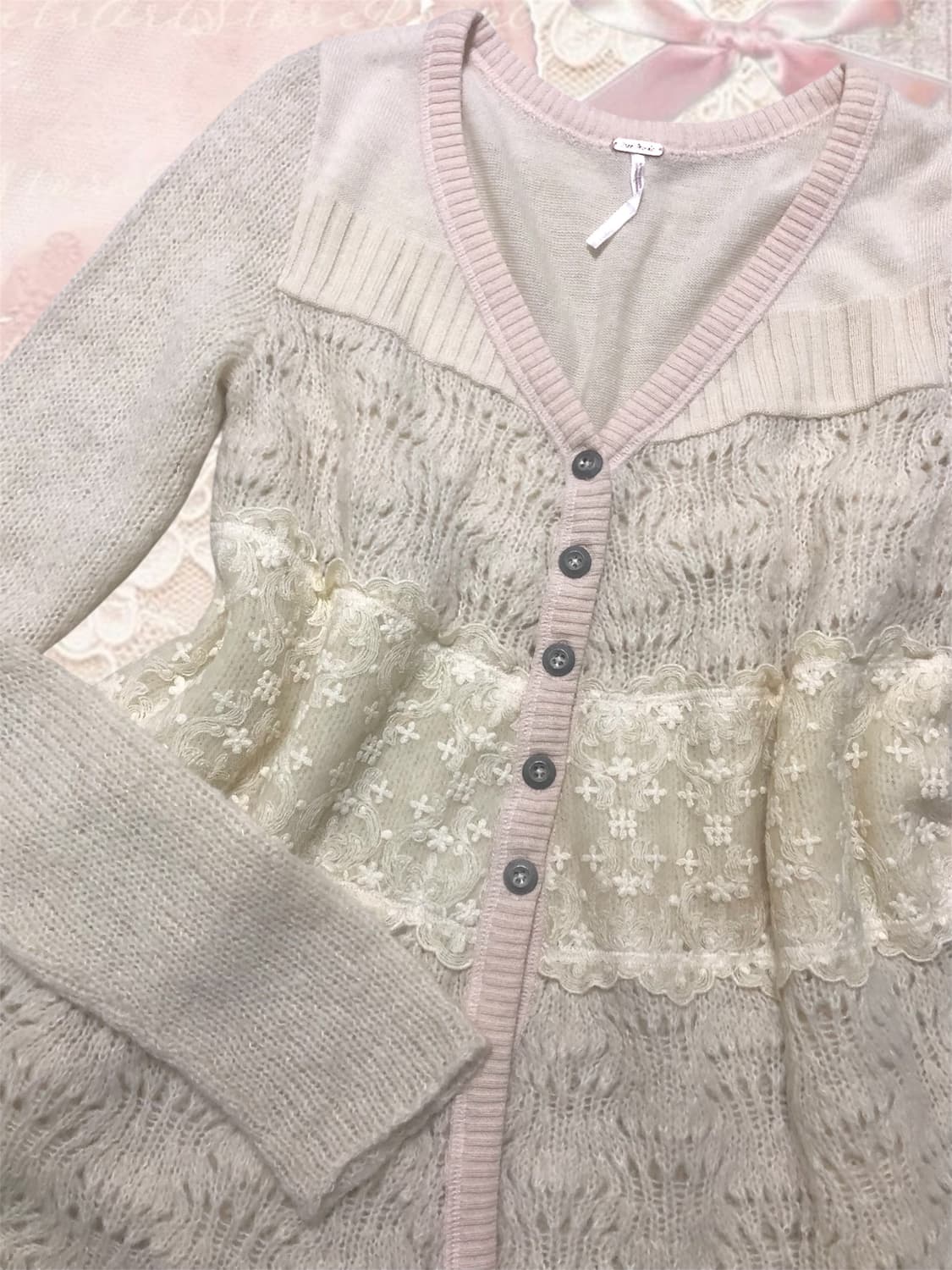 빈티지 모리걸 레이스 가디건 히메갸루 리즈리사 엑시즈팜 어스뮤직 상품이미지3