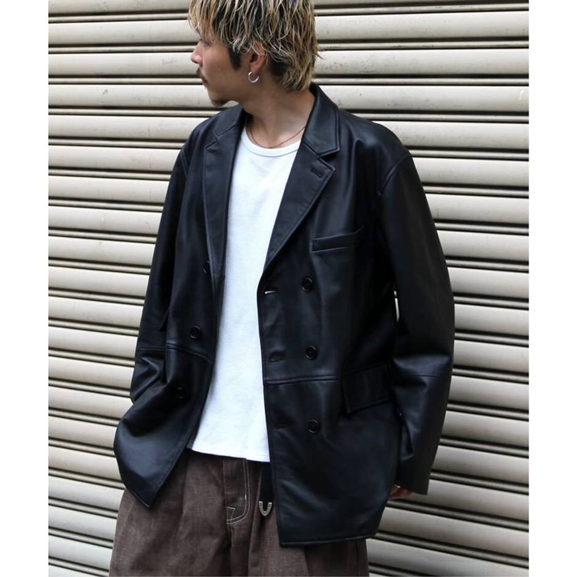 CCU 레더 양가죽 더블 브레스트 자켓 2(100-105)사이즈 블랙 상품이미지4