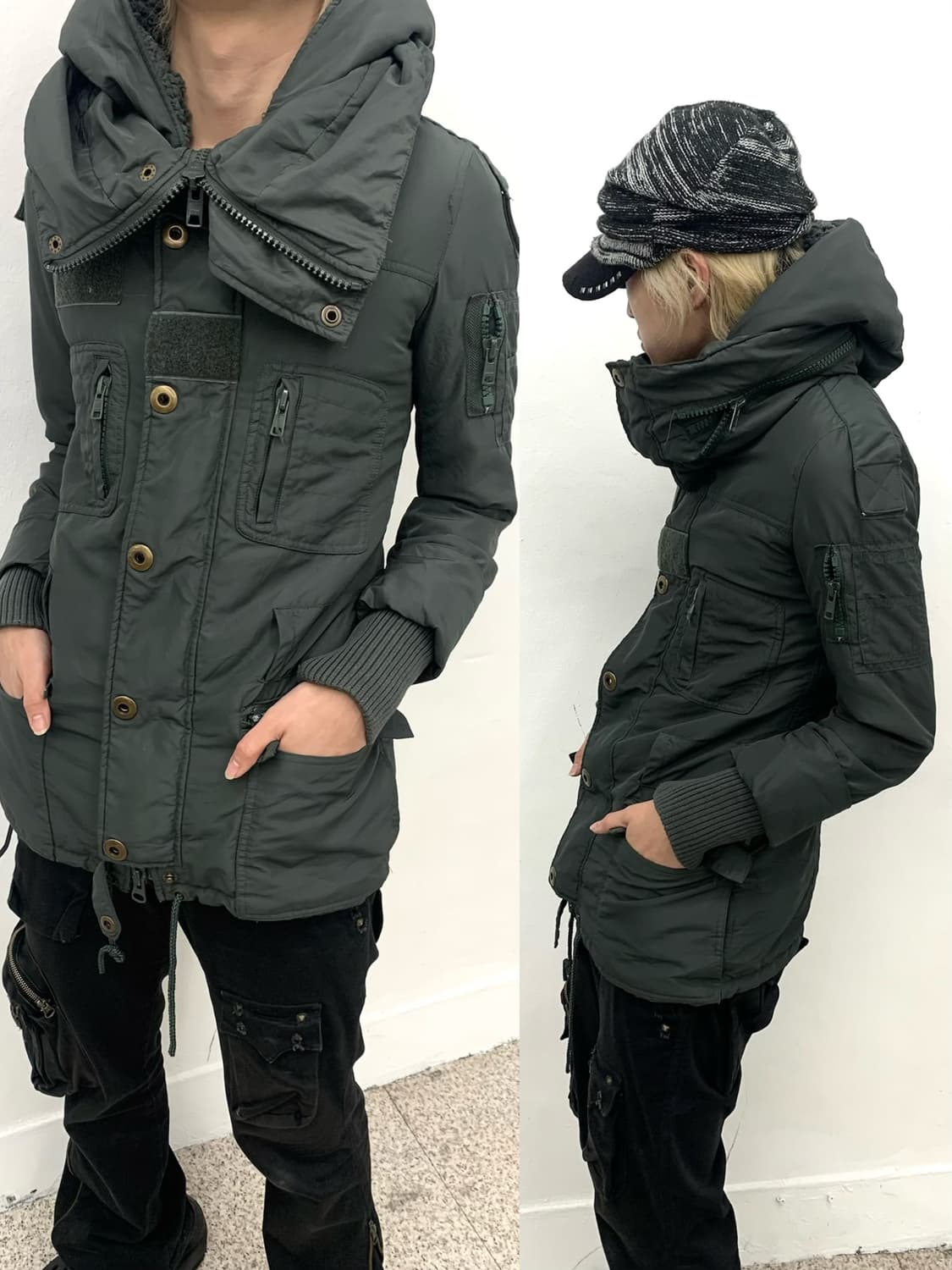 Sly khaki bono high-neck strap coat  상품이미지1