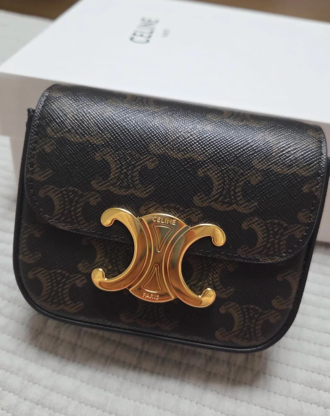(정품)셀린느 미니 클로드백 트리옹프 캔버스 카프스킨 상품이미지3